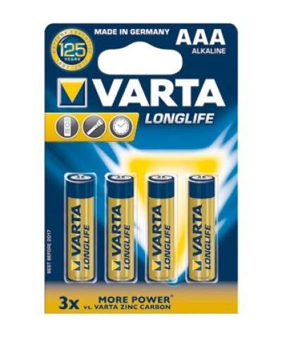 Blister 4 piles alcalines 1,5V LR03 Longlife VARTA