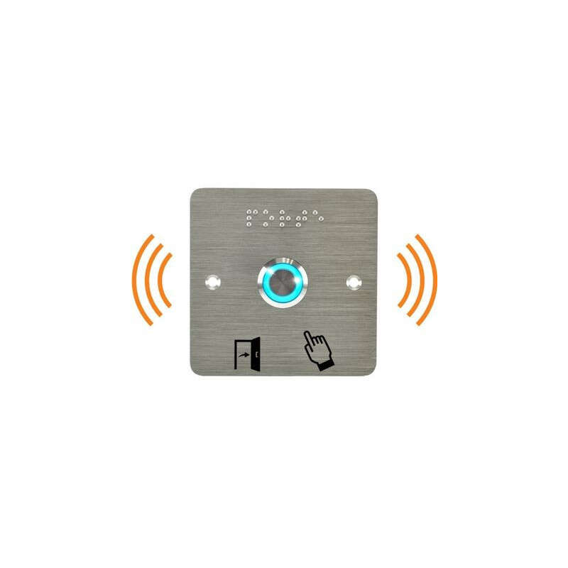 Bouton poussoir PMR acier inoxydable sur plaque carrée IZYX