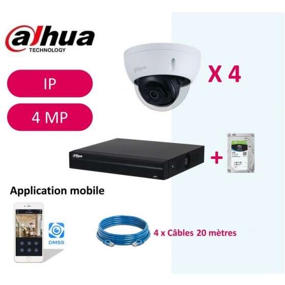 Kit Video Pro IP 4 caméras 4 Mégapixels 