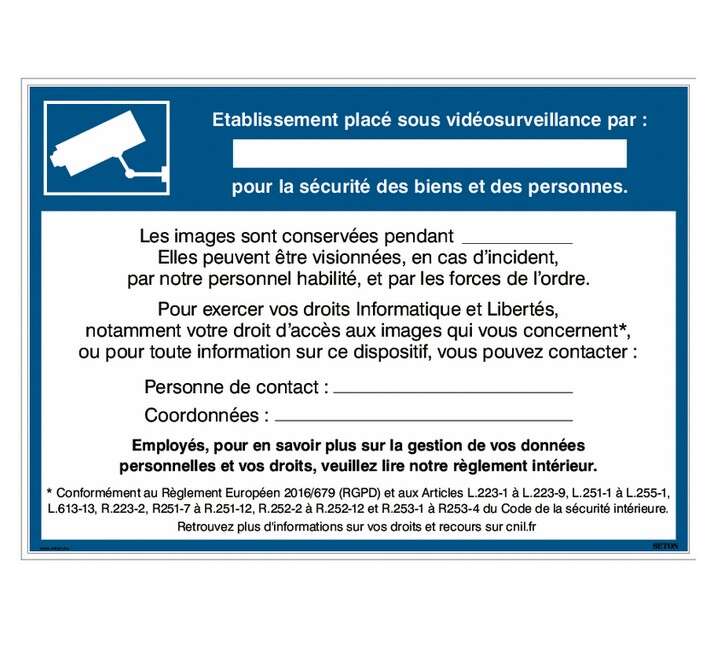 Panneau vidéoprotection/vidéosurveillance