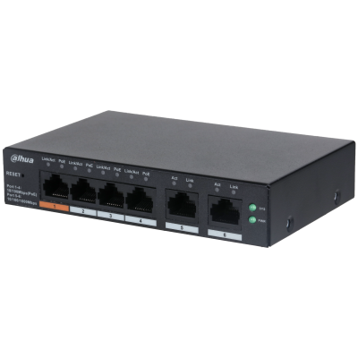 Switch 4 Ports PoE 2.0 10/100Mbps + uplink 1 x RJ45 et 1 x SFP Gbit - industriel