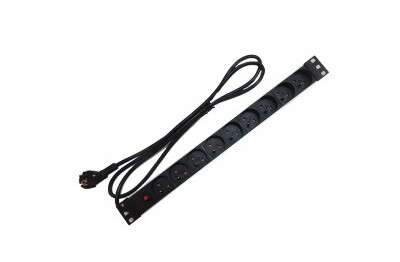UPTEC - Panneau 19" 1U multiprises 9 prises 2P+T Fusible