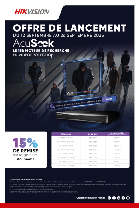 Offre de lancement HIKVISION Solution AcuSeek